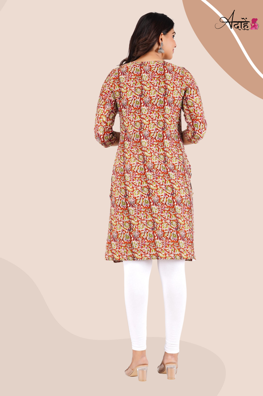 Adaahe Women's Jaipuri Printed Short Kurti - Adaahe