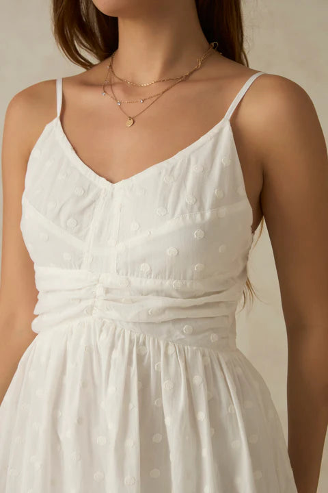 Adaahe Cotton Pink V Neck Ruched Midi Dress for Women - Adaahe