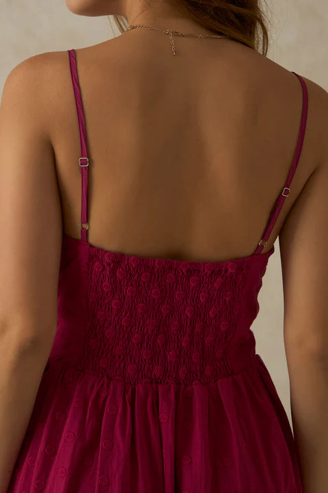 Adaahe Cotton Pink V Neck Ruched Midi Dress for Women - Adaahe
