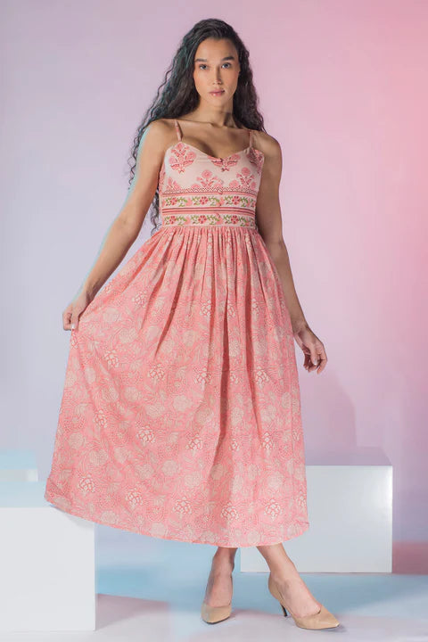 Adaahe Women's Printed Smocked Midi Slip Dress - Adaahe
