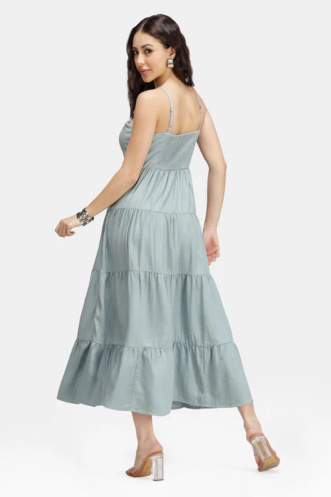 Adaahe Linen Strappy Maxi Sleeveless Dress for Women