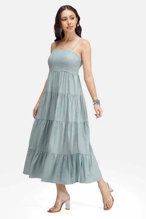 Adaahe Linen Strappy Maxi Sleeveless Dress for Women