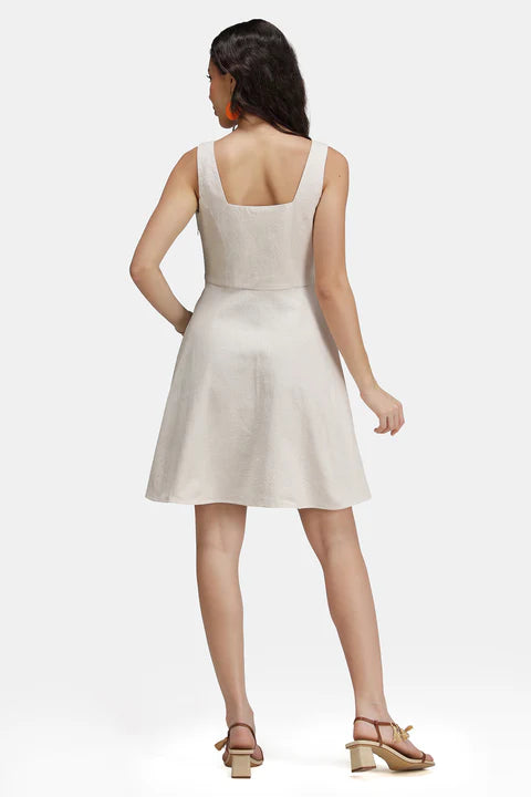 Adaahe Cotton Skater Squareneck Mini Dress for Women