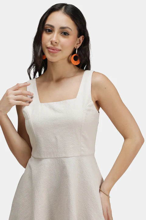 Adaahe Cotton Skater Squareneck Mini Dress for Women