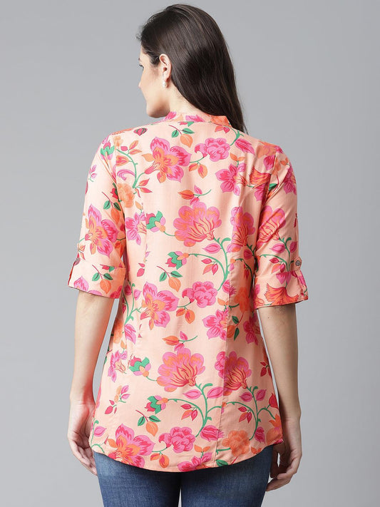 Adaahe Peach & Pink Floral Printed Top for Women