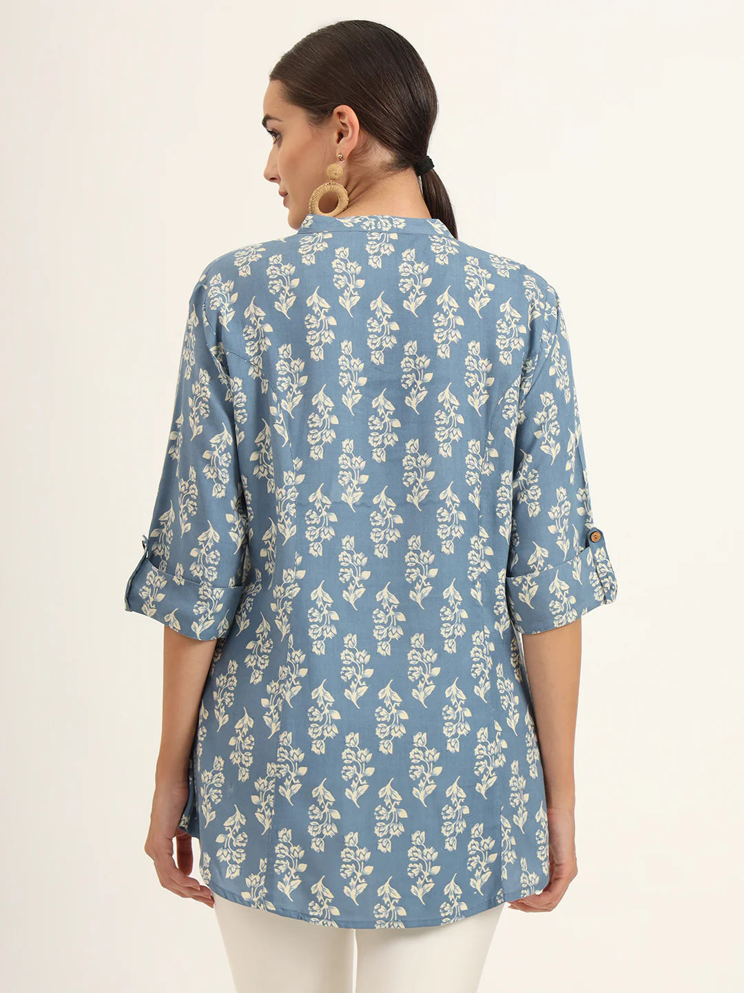 Adaahe Blue Floral Printed Top for Women