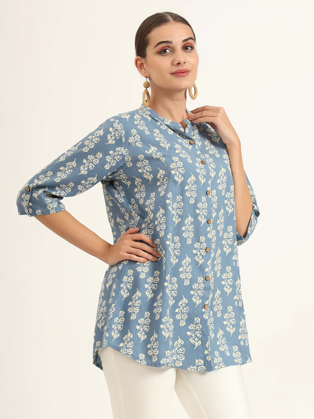 Adaahe Blue Floral Printed Top for Women