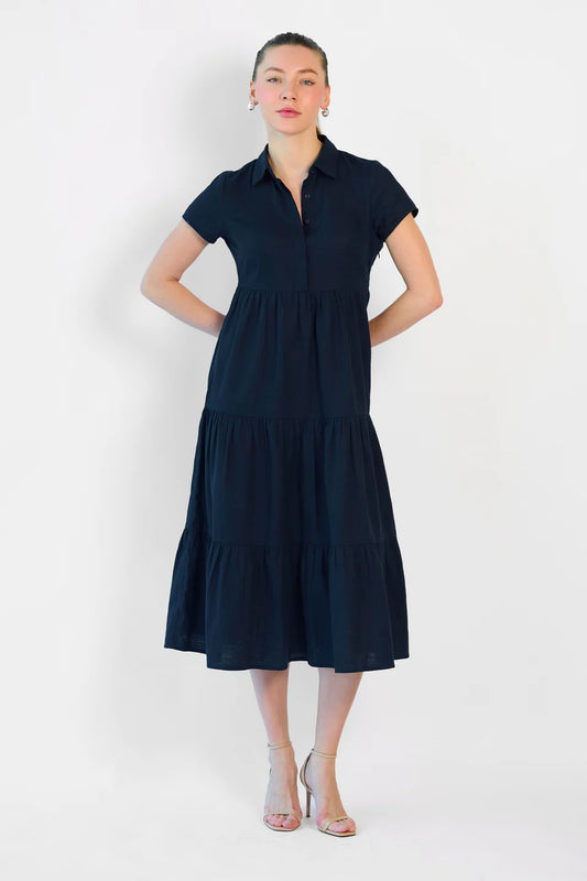 Adaahe Women's Tiered Midi Shirt Dress - Adaahe