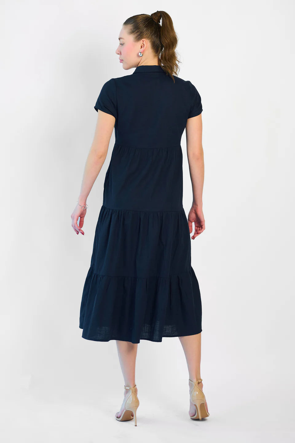 Adaahe Women's Tiered Midi Shirt Dress - Adaahe