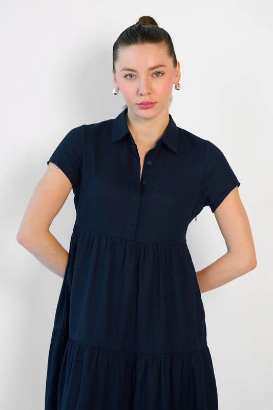 Adaahe Women's Tiered Midi Shirt Dress - Adaahe