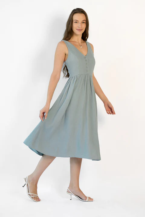 Adaahe Linen Gathered Dress for Women