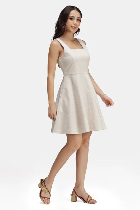 Adaahe Cotton Skater Squareneck Mini Dress for Women