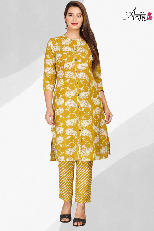 Vibrant Cotton Kurta Pant Set for Women | Designer Ethnic Wear | Adaahe - Adaahe