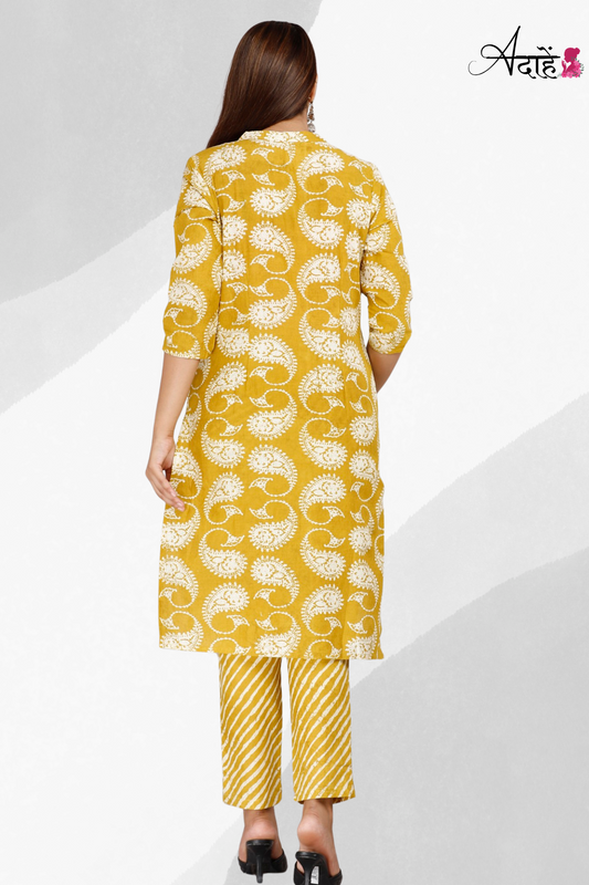 Vibrant Cotton Kurta Pant Set for Women | Designer Ethnic Wear | Adaahe - Adaahe
