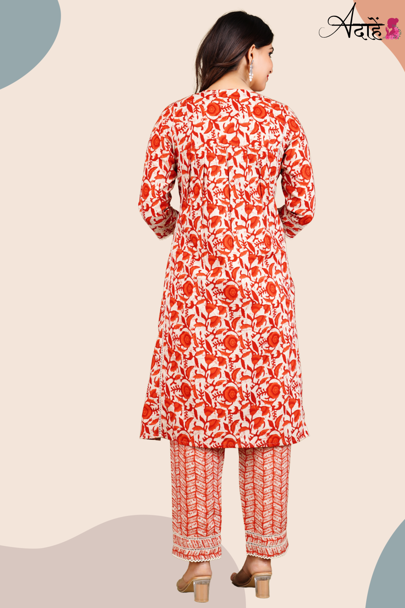 Adaahe Women's Pure Cotton Kurta Set with Dupatta | Vibrant Red Floral Print - Adaahe