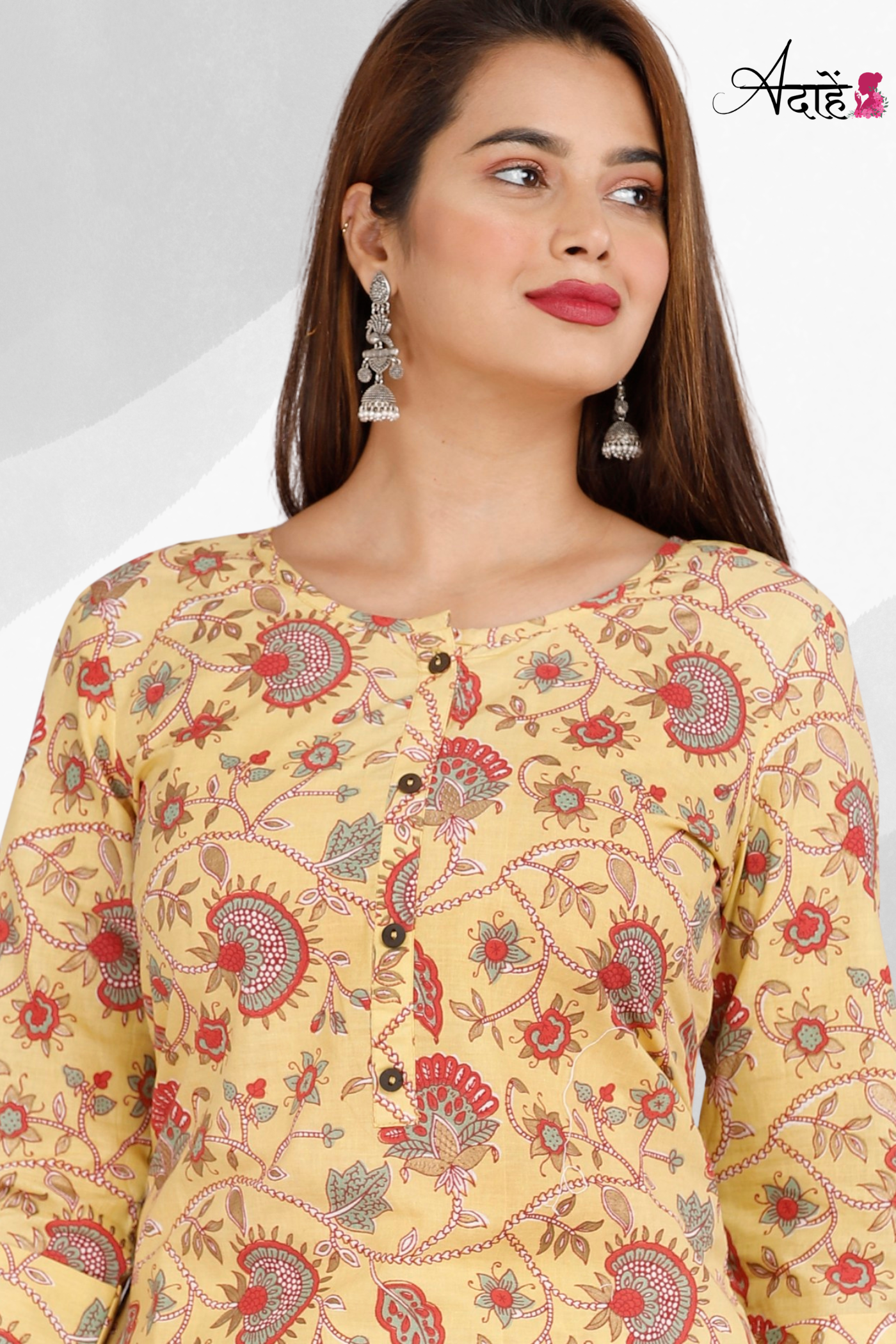 Adaahe Women's Stylish Yellow Printed Kurta Set - Adaahe