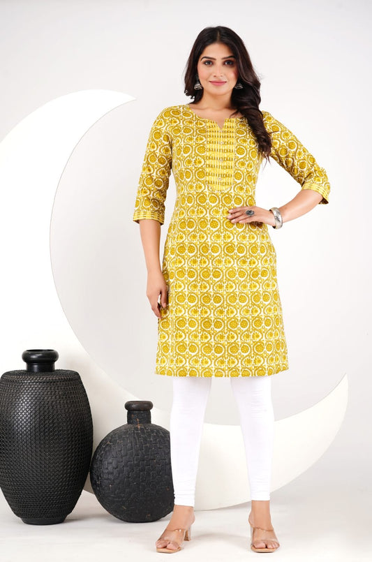 Elegant Mustard Kurti By Adaahe - Adaahe