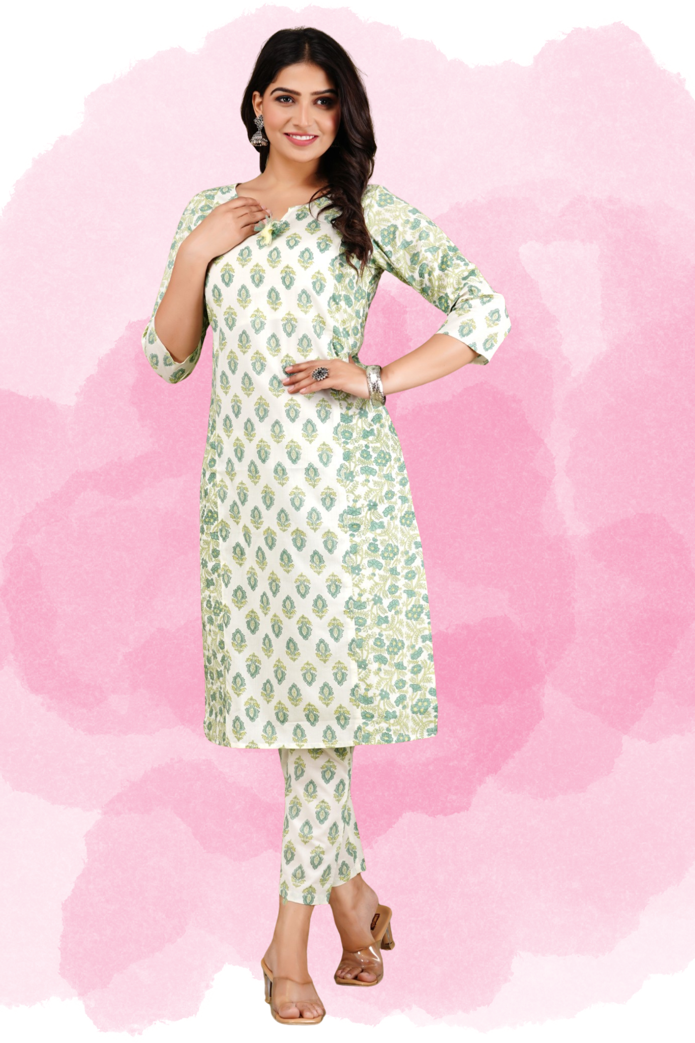 Women's Ethnic Cotton Printed Kurta with Pant Set by Adaahe | Aदाहें - Adaahe