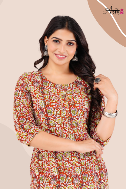 Adaahe Women's Jaipuri Printed Short Kurti - Adaahe