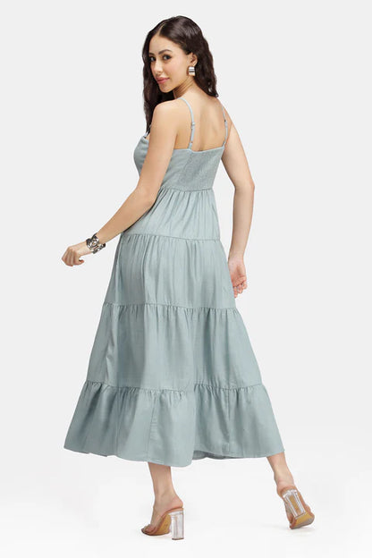 Adaahe Linen Strappy Maxi Sleeveless Dress for Women