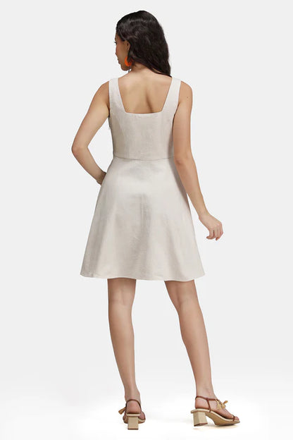 Adaahe Cotton Skater Squareneck Mini Dress for Women