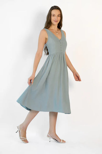 Adaahe Linen Gathered Dress for Women