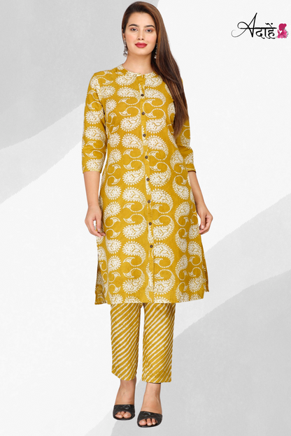 Vibrant Cotton Kurta Pant Set for Women | Designer Ethnic Wear | Adaahe - Adaahe